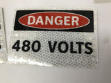 3XDT5 Reflective Danger 480 Volt Sticker 5" by 3-1/2" Lot Of 7