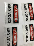 3XDT5 Reflective Danger 480 Volt Sticker 5" by 3-1/2" Lot Of 7