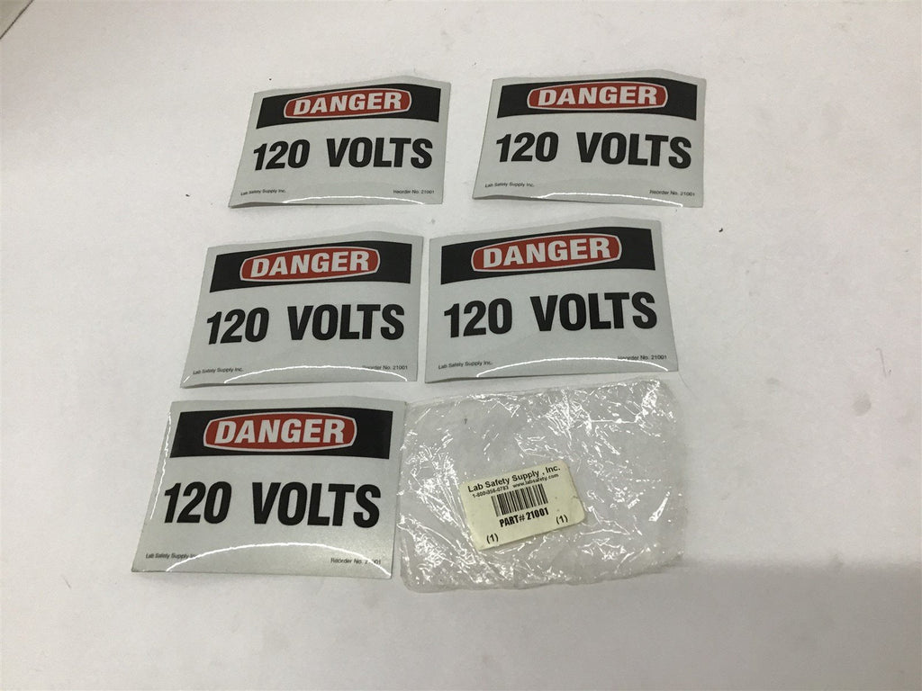 Lab Safety Supply 21001 Danger 120 Volt Sticker 3 1/2" by 5" Lot Of 5