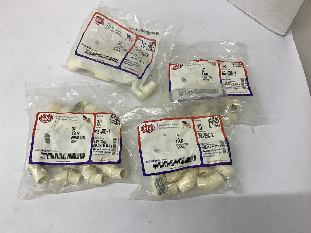 KBI PVC Pipe Elbows RCS-0500-S and RCL-0500-S Lot Of 46