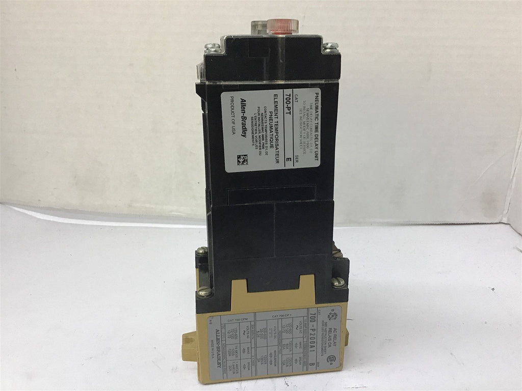 Allen-Bradley 700-PT Punematic Time Delay Unit W/ 700-P200A1 Ser. B AC Relay