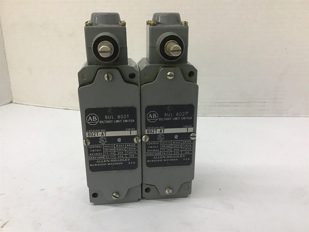 Allen-Bradley 802T-AT Oiltight Limit Switch 120-600 Vac Lot Of 2