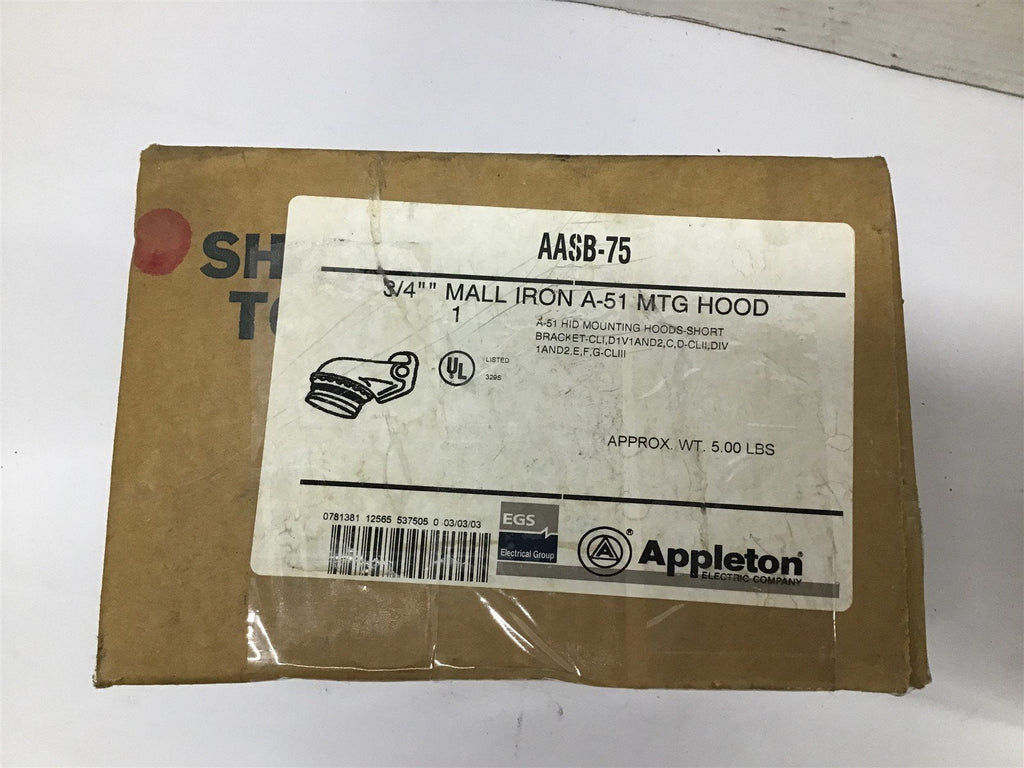 Appleton AASB-75 Mall Iron A-51 MTG Hood 3/4"