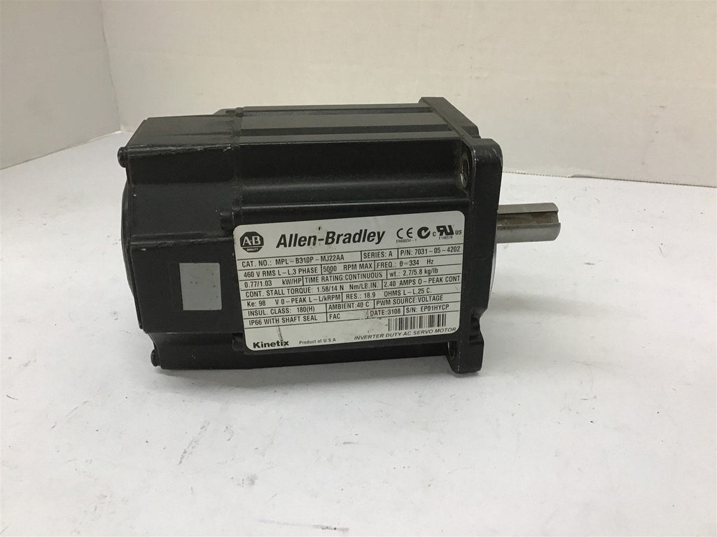 Allen Bradley MPL-B310P-MJ22AA Servo Motor 1.03 HP 5000 Rpm 460 Volts