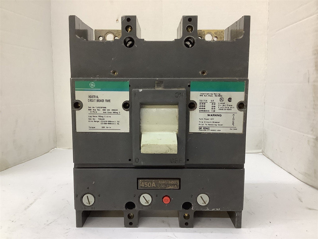 GE TJK626F000 Circuit Breaker 600Amp Max 600VAC 250VDC 2POLE Torq 325 LB IN