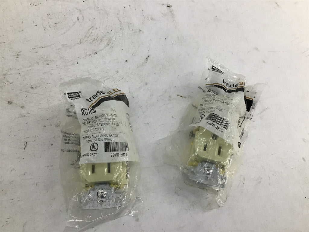 Hubbell RC108I Toggle Switch and Receptacle 120/125V Lot Of 2