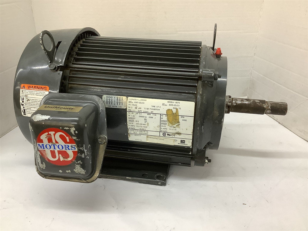 Emerson B075 AC Motor 5HP 208-230/460V 1745 RPM 4P 184JM 3PH 60Hz TE