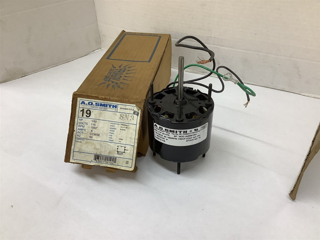 AO Smith JA2M610N Motor 1/50HP 115V 1550 RPM Open ENCL 3.3 FR