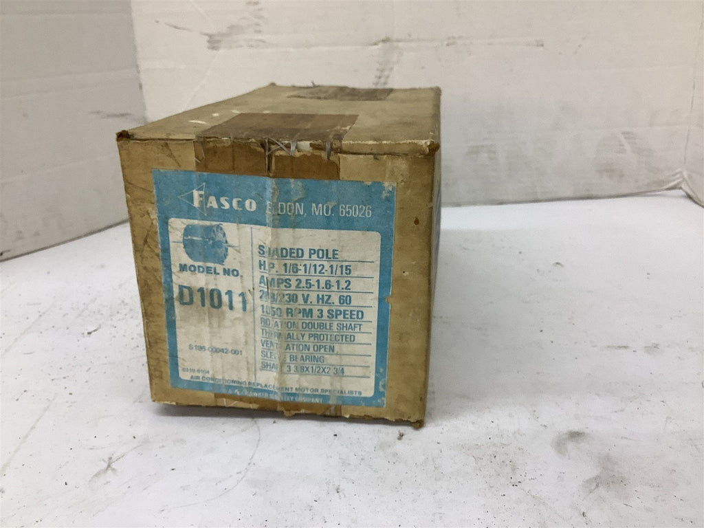 Fasco D1011 Fan Motor 1/6HP 208-230V 60HZ 1050RPM ENCL-Open