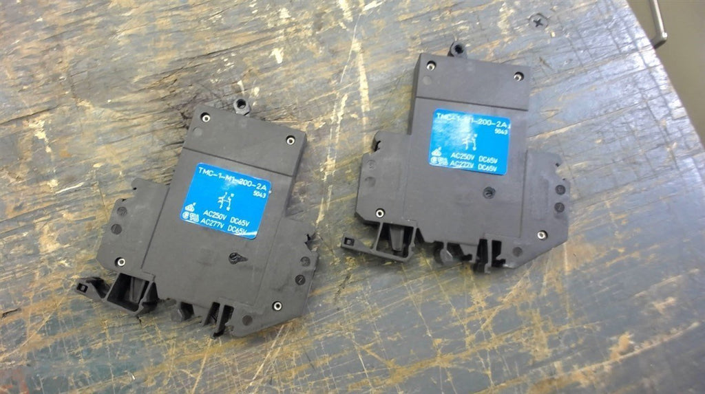 LOT OF 2 PHOENIX CONTACT BREAKER TMC-1-M1-200-2A, 250/277 VAC, 65VDC, 2 AMPS