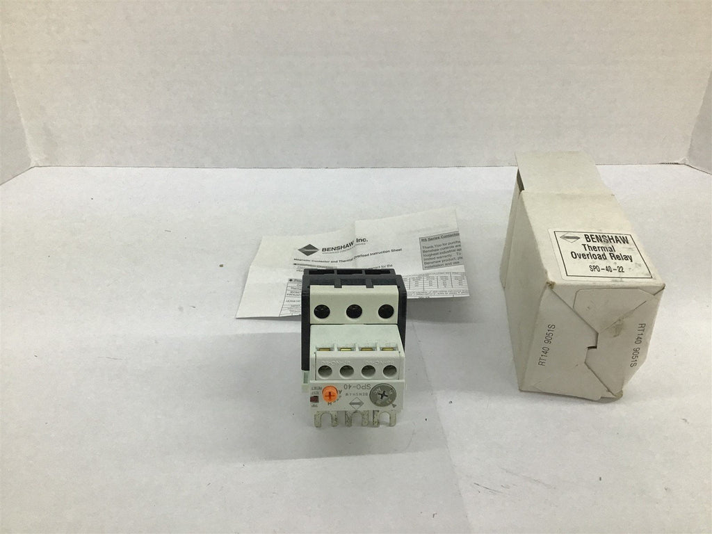 Benshaw SPO-40-22 Thermal Overload Relay 18-26 Amps