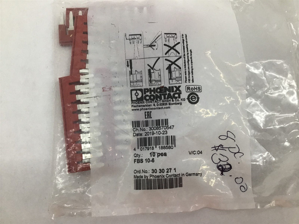 Phoenix Contact Plug-in Bridge FBS 10-6 3030271 Lot Of 8