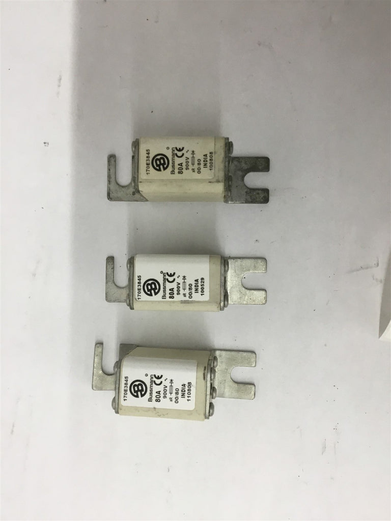 Bussmann 170E3845 80A 900V Fuse Lot Of 3