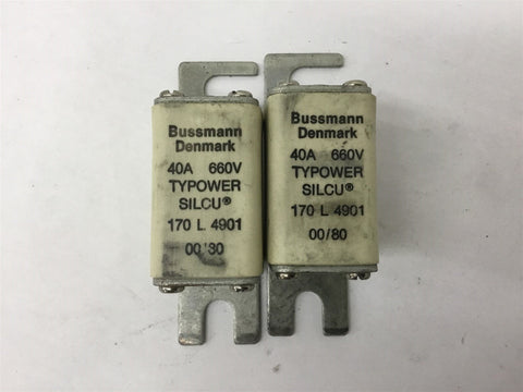 Bussmann Denmark 170L4901 40A 660V Typower Silcu Fuse Lot Of 2