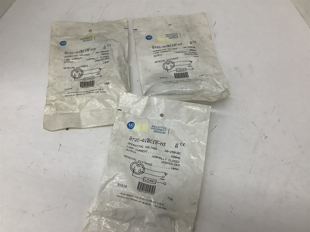 Allen Bradley 872C-A10C18-N3 Sensor 20-250 Vac 10mm Lot Of 3