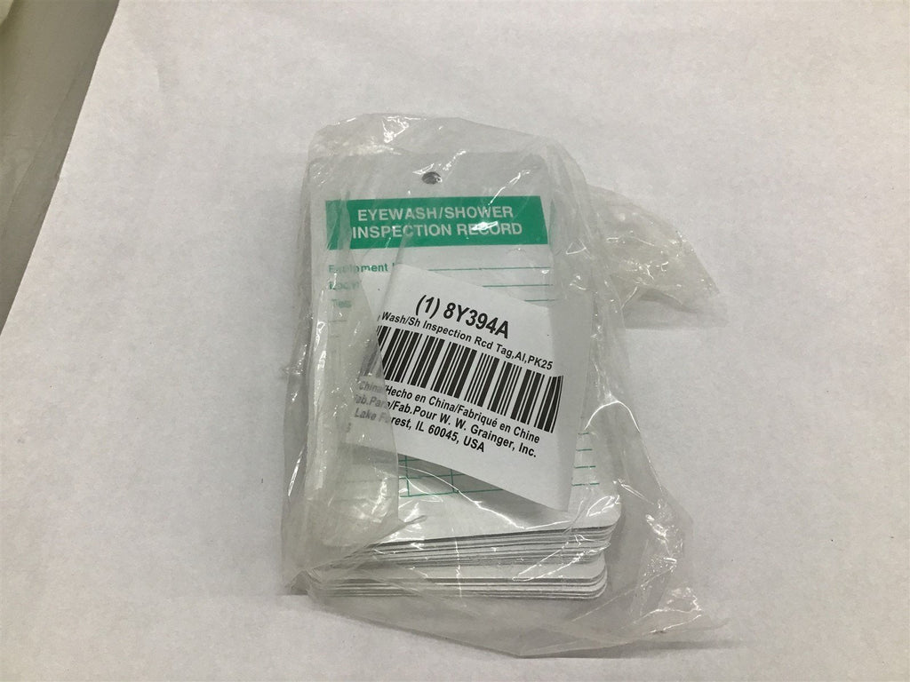 Eyewash Shower Inspection Card 8Y394A