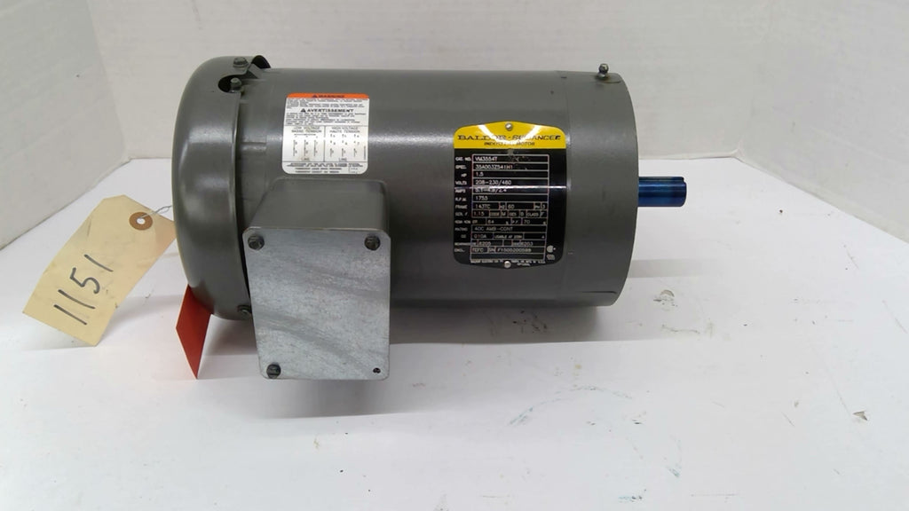 Baldor VM3554T AC Motor 1.5 Hp 208-230/460 V 1800 Rpm 4P Fr 143TC 3Ph 60Hz TEFC