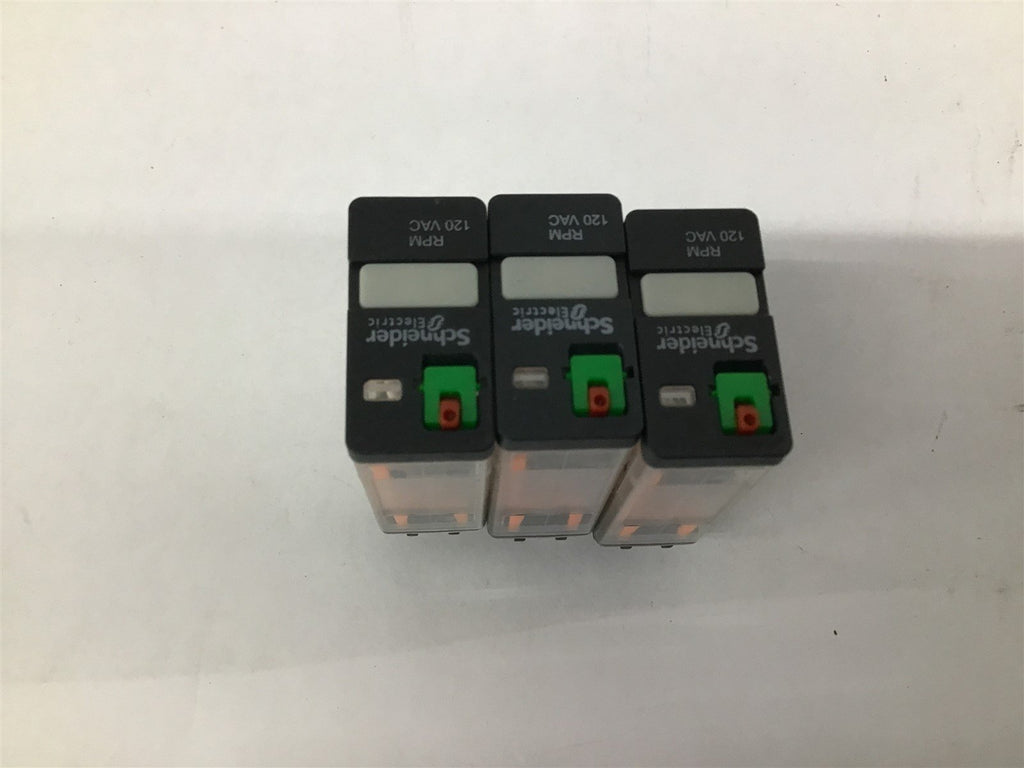 Schnieder Electric RPM11F7 120VAC 50/60HZ 15A-250 VAC IEC61810-1 Lot Of 3