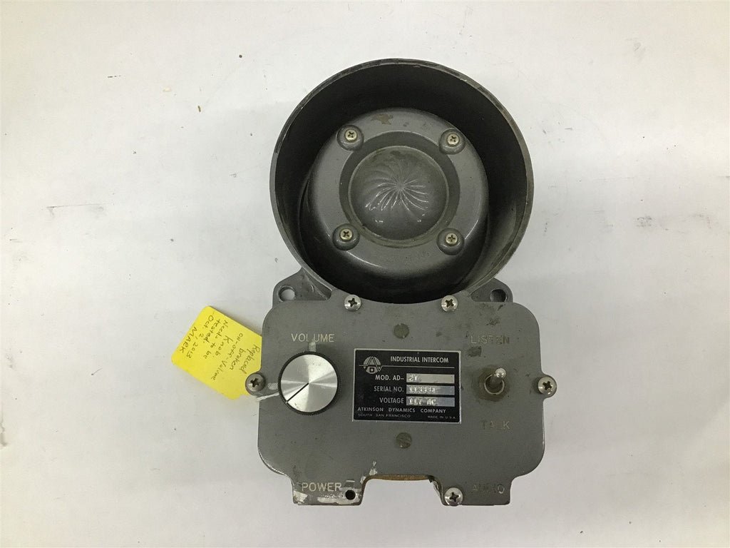 Atkins Dynamics Industrial Intercom Model 27 117V AC