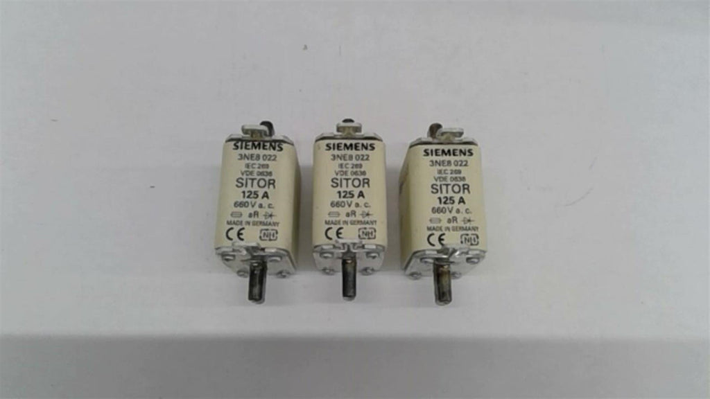 Siemens 3NE8022 Fuse Sitor 125A 660V Lot Of 3
