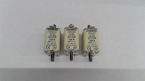 Siemens 3NE8022 Fuse Sitor 125A 660V Lot Of 3