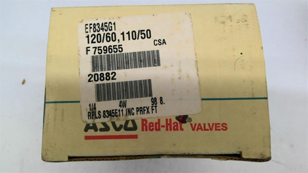 Asco Red Hat EF8345G1 Solenoid Valve 1/4 Hp 4 Watt 120 Vot