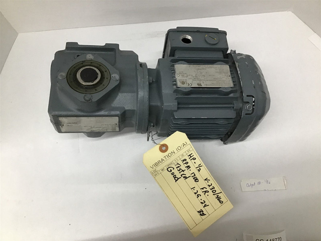 Sew Eurodrive SA37 DRS71S4 1/2 HP 230/460V 1800 Rpm 71.44:1 Ratio Gear Motor