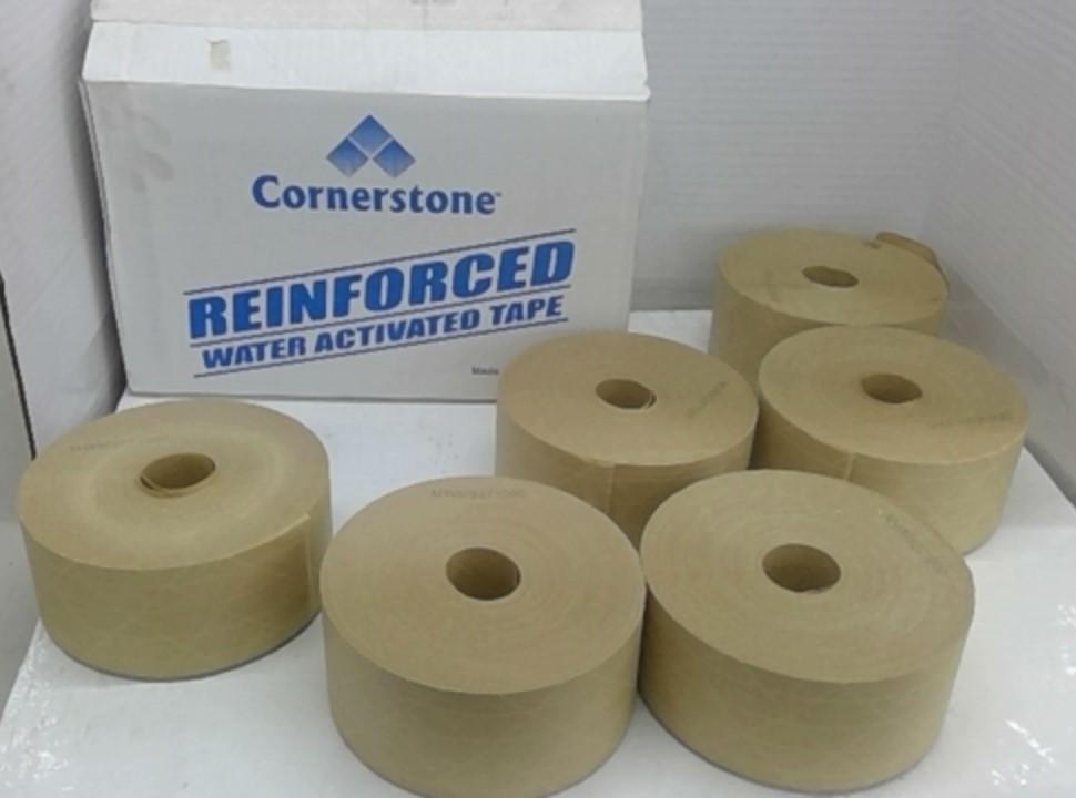 Cornerstone 13162 Water Activated Reinforced Tape 70MM x 500 FT Lot of 6