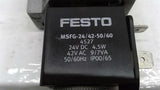 Festo MFH-3-1/8 Valve W/MSFG-24/42-50/60 Solenoid vale 24 vdc Coil 45 watts