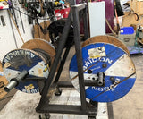 Portable Wire Rack Dispenser With 3 Rolls of wire as pictured