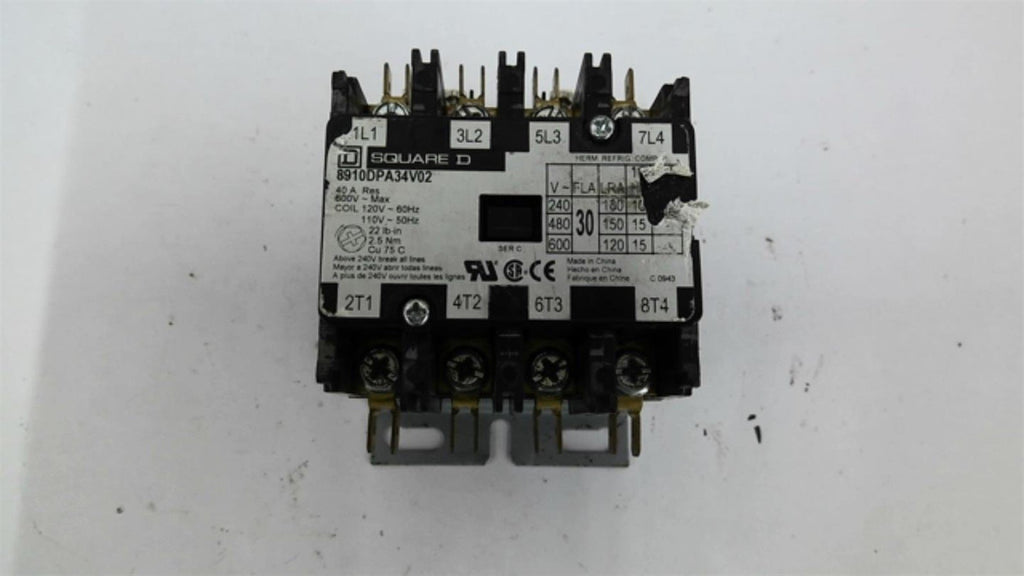 Square D 8910DPA34V02 40 Amp Relay 600 Volts