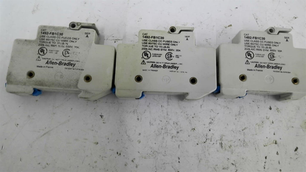 Allen-Bradley 1492-FB1C30 Fuse Holder 30 Amp 600 Volts Lot of 3