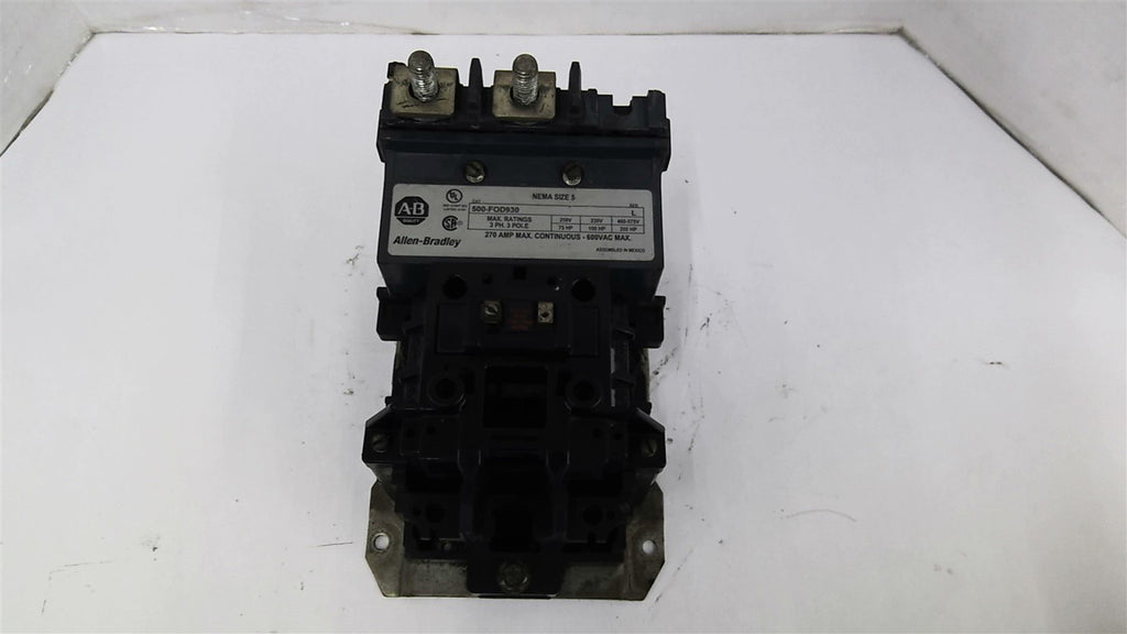 Allen-Bradley 500-FOD930 size 5 Starter 460 Volts 200 HP 3 Phase 3 Pole