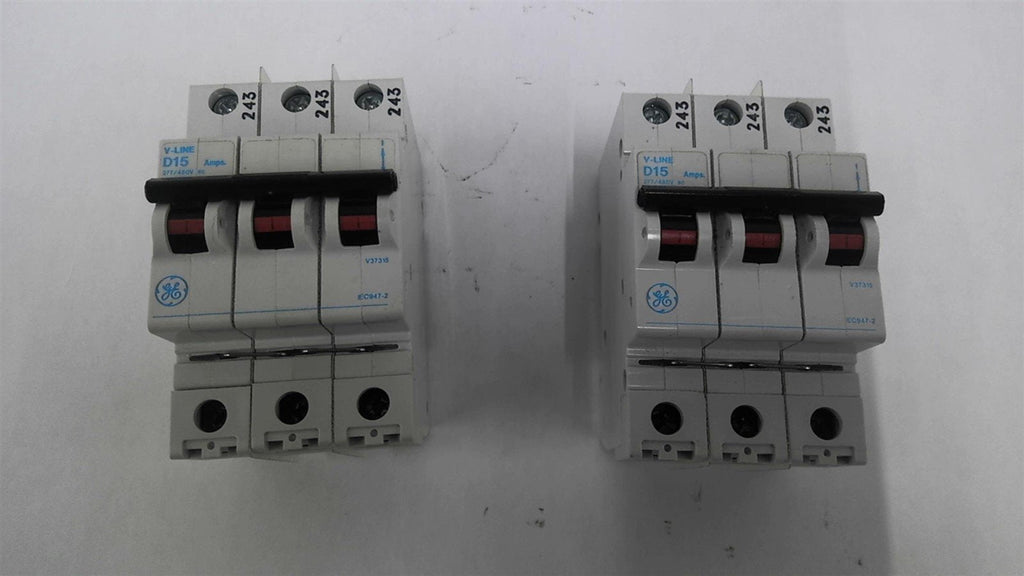 GE V-Line D15 Circuit Breaker 15 Amp 277/480 Volts Lot Of 2