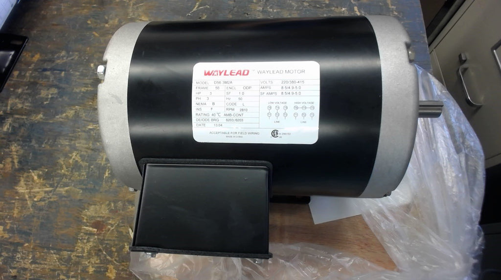 Waylead D56 3M2A 3 Hp Ac Motor 220/380-415 Volt 2810 Rpm 56 Frame 50 Hz