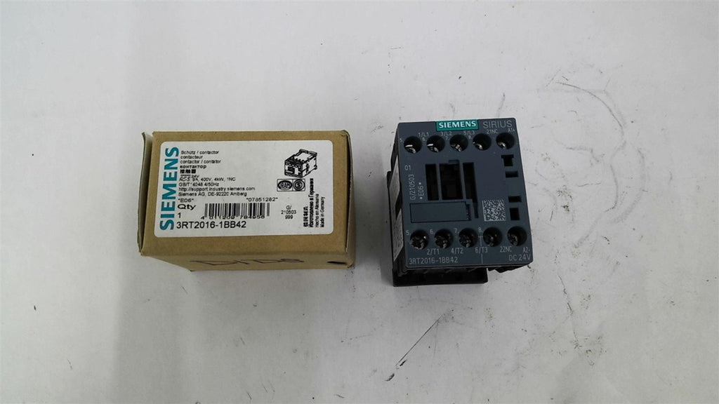 Siemens 3RT2016-1BB42 Contactor 4 KW 24 VDC Coil