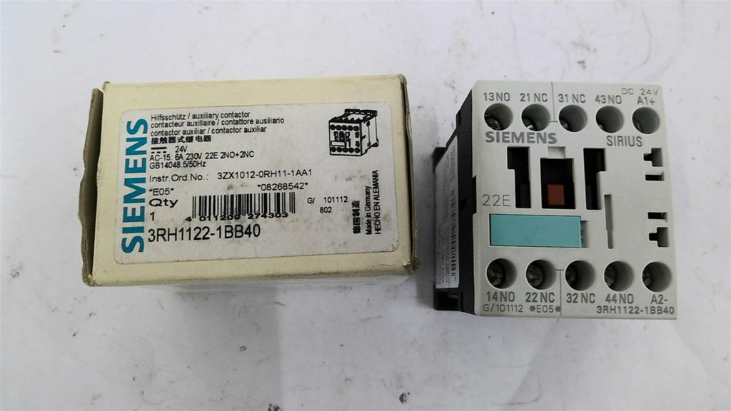 Siemens 3RH1122-1BB40 Auxiliary Contactor 10 amp 240 Vac