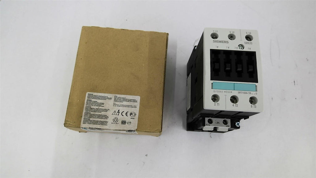 Siemens 3RT1034-1BB40 Contactor 460 Volt 15 HP 24 Volt DC Coil
