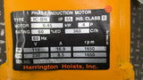 Harrington IC-BN 1/2 Ton Single Phase Chain Hoist 115/230V .45Kw