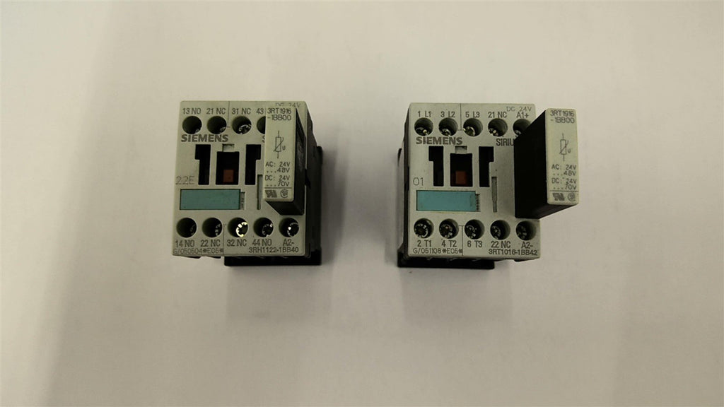 Siemens 3RT1016-1BB42 Contactor With 3RT1916 Surge Suppressor Lot of 2