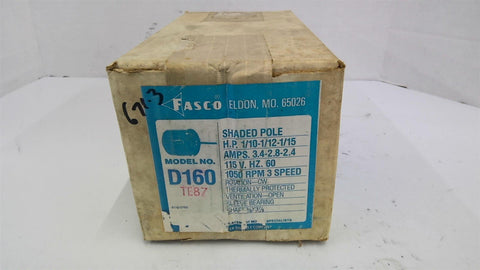 Fasco D160 AC shaded Pole Motor1/10 1/12 1/15 HP 1050Rpm 115V Open 60Hz
