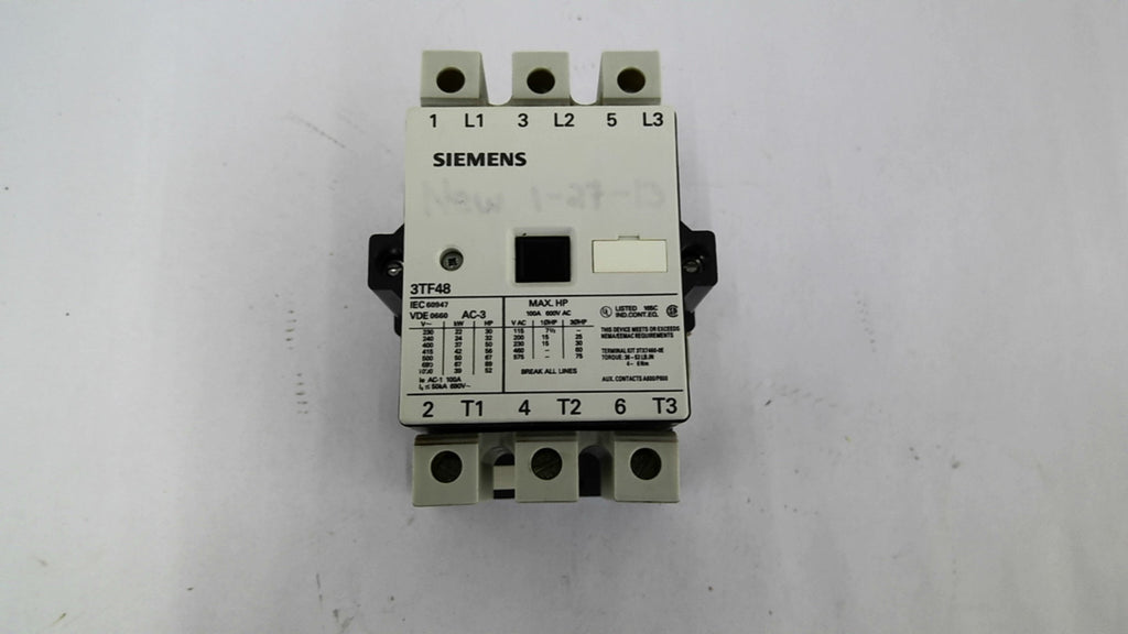 Siemens 3TF48 Contactor 100 amp 600 Volts 60 HP 120 V coil