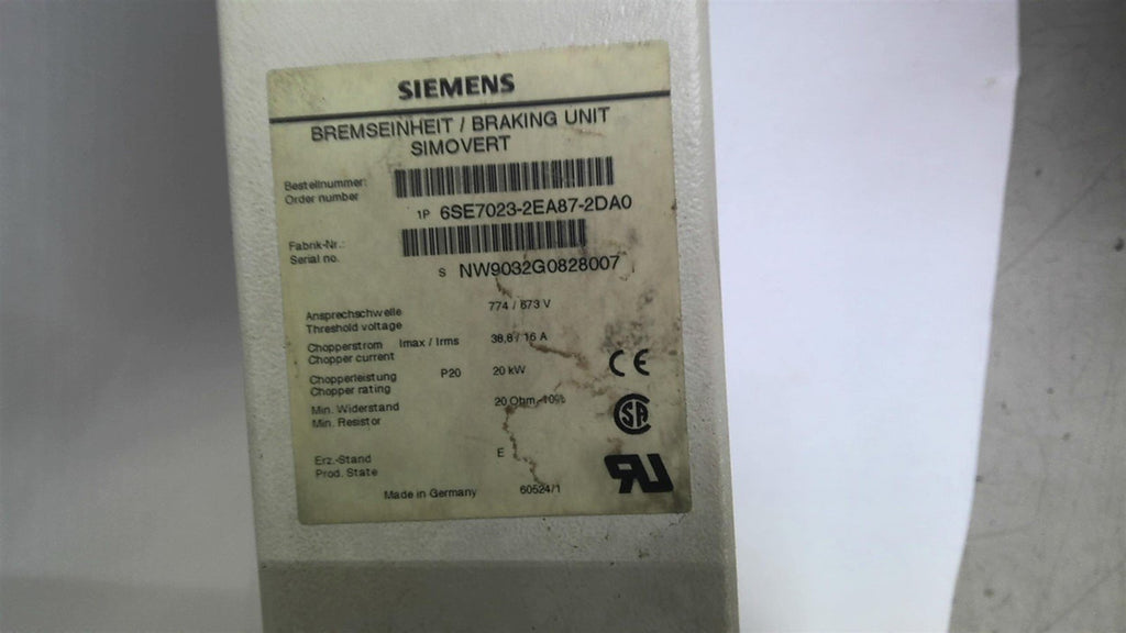 Siemens 6SE7023-2EA87-2DA0 Braking Unit Drive