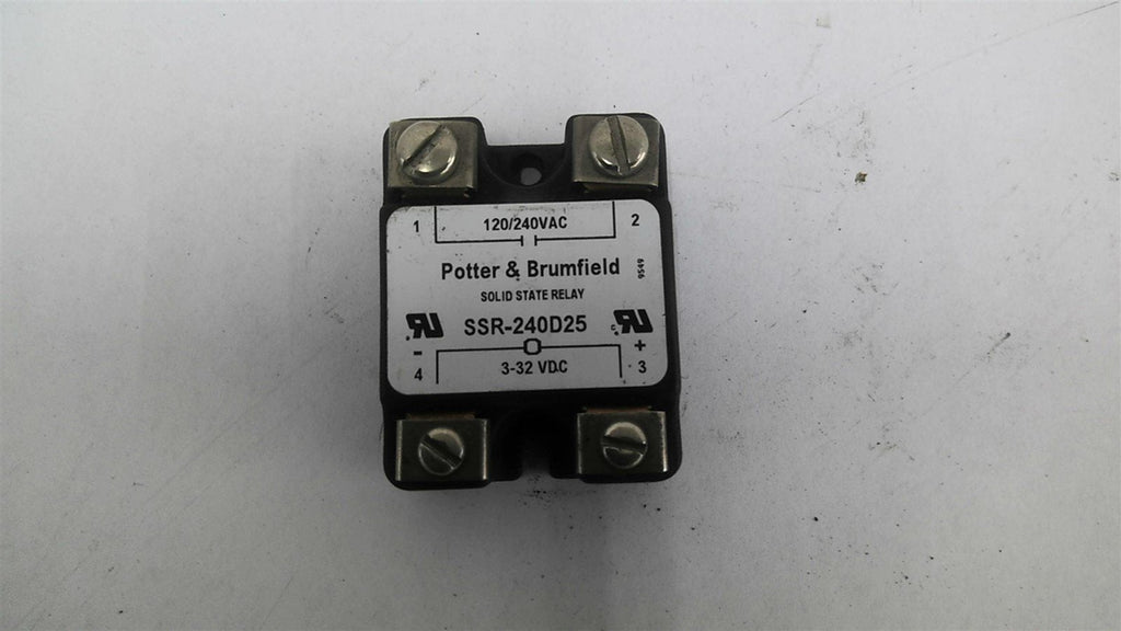 Potter And Brumfield SSR-240D25 Solid State Relay 3-32 VDC 120/240 Vac