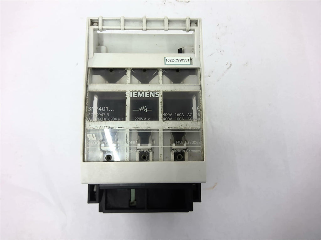 Siemens 3NP401 fuse Holder IEC 60947-3 160 Amp