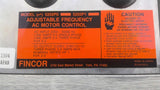 Fincor 5202P0 Adjustable Frequency AC Motor Control 230 Volts 1 HP 2.0 KVA