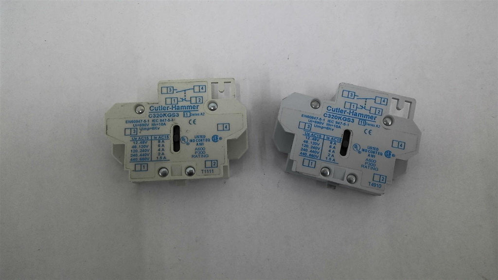 Cutler-Hammer C320KGS3 Auxiliary Contact Contactor Lot Of 2