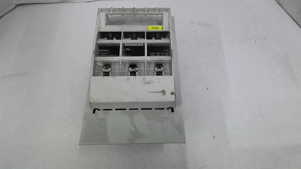 Siemens 3NP407 Fuse Holder 160 A 400 Volts