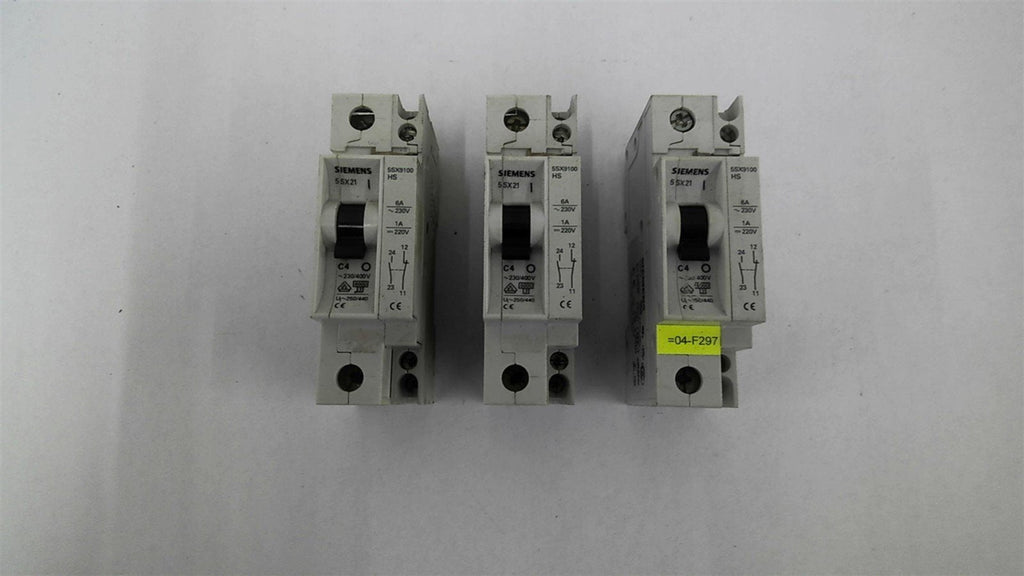 Siemens 5SX2 C4 Single Pole Circuit Breaker Lot Of 3