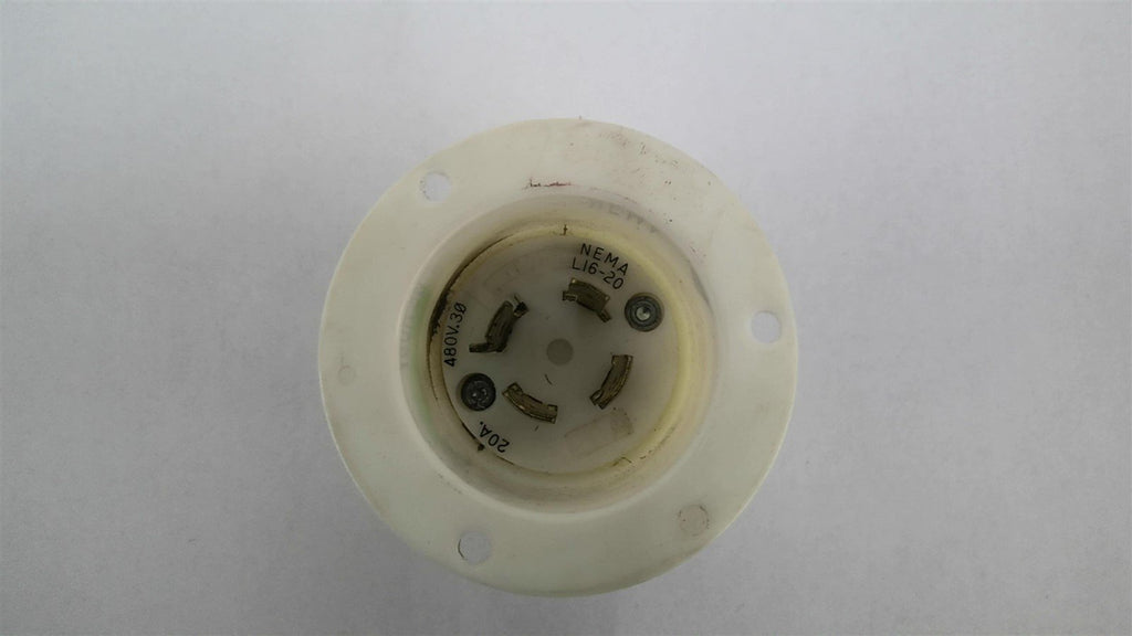 Nylon Nema L16-20 Flanged Receptacle 480 Volt 20 Amp